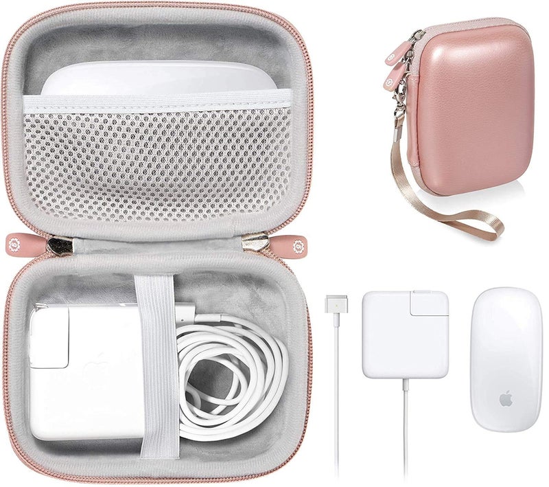 GETGEAR case for MacBook Magsafe/Magsafe 2 Charger Adapter, Magic Mouse 1, 2, Lightning Hub, Type C and USB Hub, Card Reader, All in one Carrying Solution (Rose Gold) - Image 1